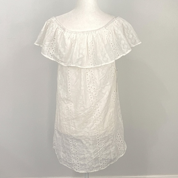 new WITH TAG BISHOP + YOUNG EYELET RUFFLE OFF THE SHOULDER DRESS - Picture 1 of 10